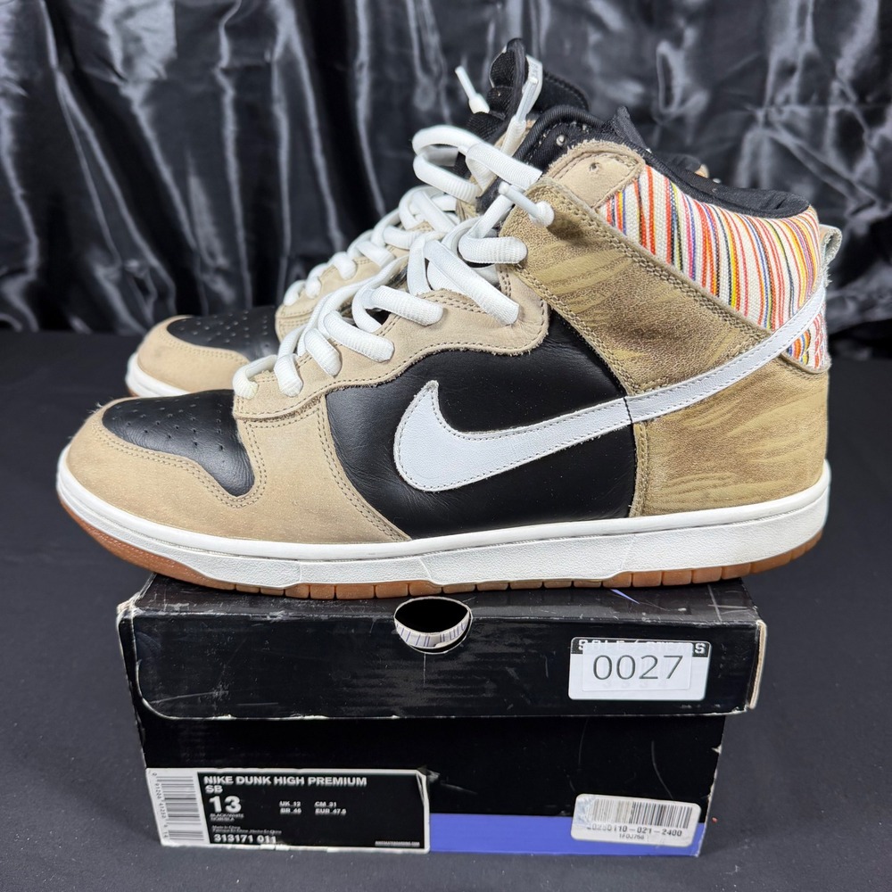 Nike Dunk High Premium SB Paul Ulrich Black White Tan 313171-011 Mens 13